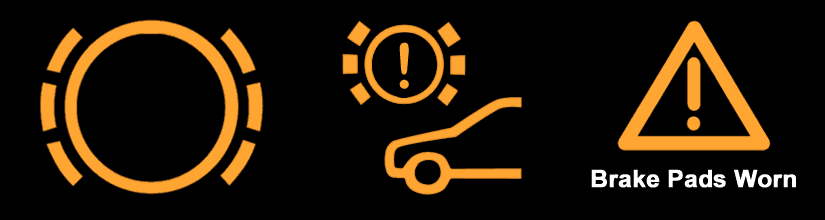 Worn Low Brake Pad Warning Symbols