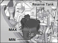 Top up the Honda CR-V reserve tank with coolant until it reaches the MAX mark