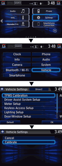 Honda CR-V Tyre Pressure Monitor Reset Procedure Using Display Audio