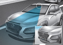 Hyundai Kona camera and radar location