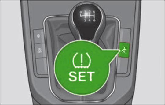 Reset the SEAT Arona tyre pressure system using the SET button
