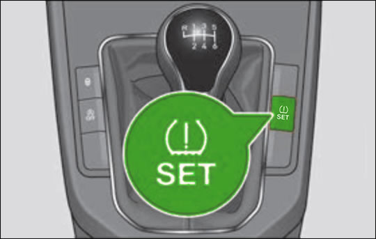 Reset the SEAT Arona tyre pressure system using the SET button