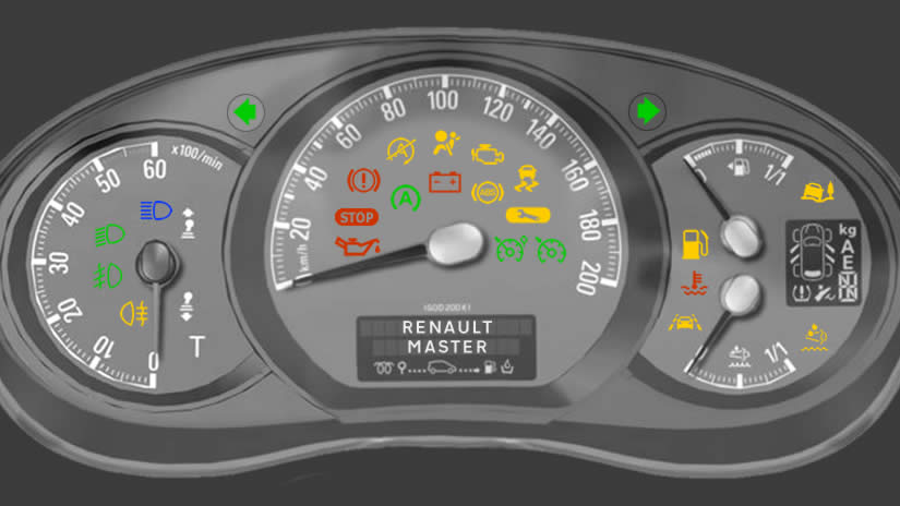 Renault Master Dashboard Warning DASH-LIGHTS.COM