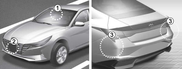 Sensors located on the Hyundai Elantra