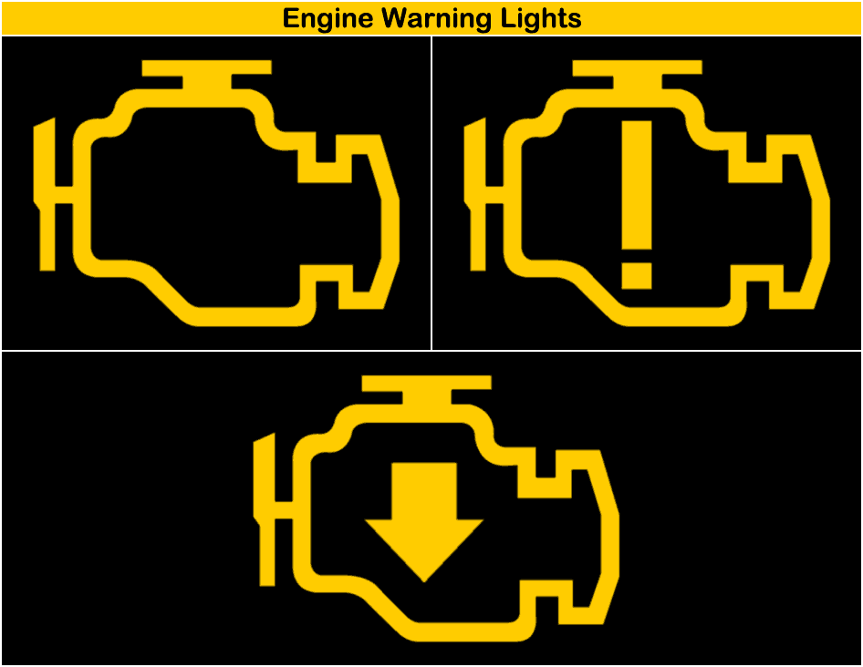 Possible engine warning lights that may come on with the DPF warning light
