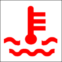 Engine Coolant Temperature too High (Overheating) Dashboard Warning Light Symbol