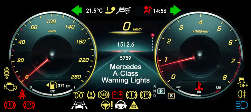 Mercedes A Class Dashboard Warning Lights, symbols and Meanings