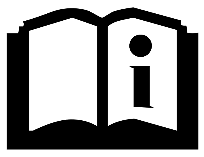 Open book symbol containing the letter 'i' illuminating on car's dashboard